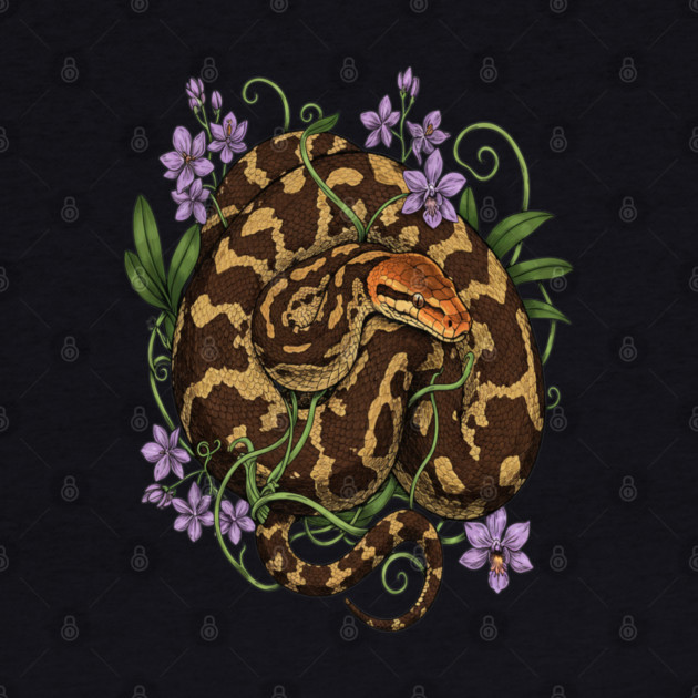 Sri Lankan Python Botanical Illustration by BirdsnStuff