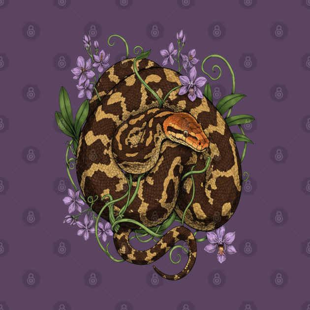 Sri Lankan Python Botanical Illustration by BirdsnStuff