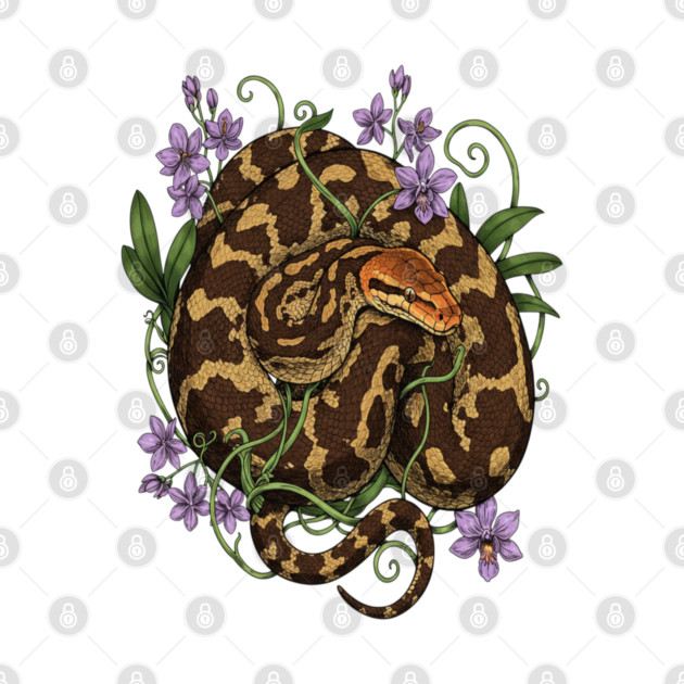 Sri Lankan Python Botanical Illustration by BirdsnStuff