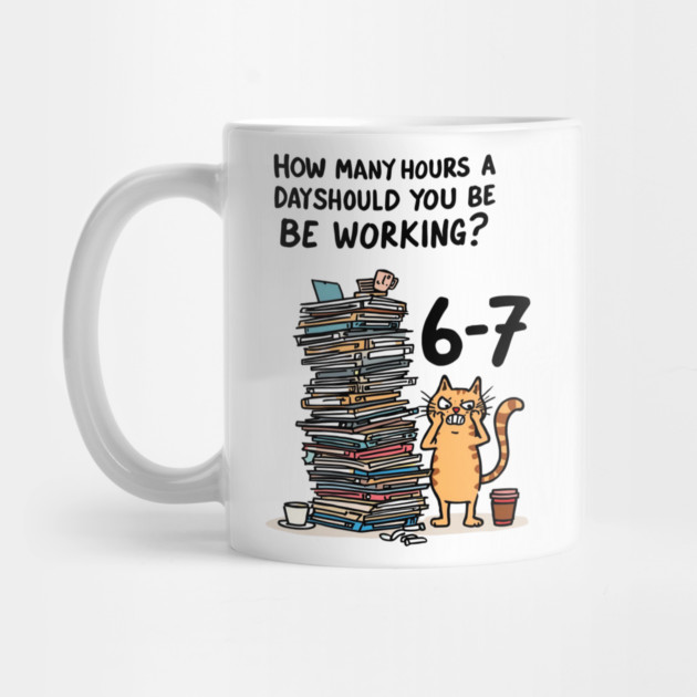 Funny Workload Cat – How Many Hours Should You Be Working? 6-7 hours !? by Ink Lines