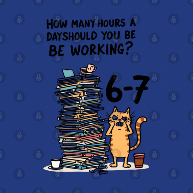 Funny Workload Cat – How Many Hours Should You Be Working? 6-7 hours !? by Ink Lines