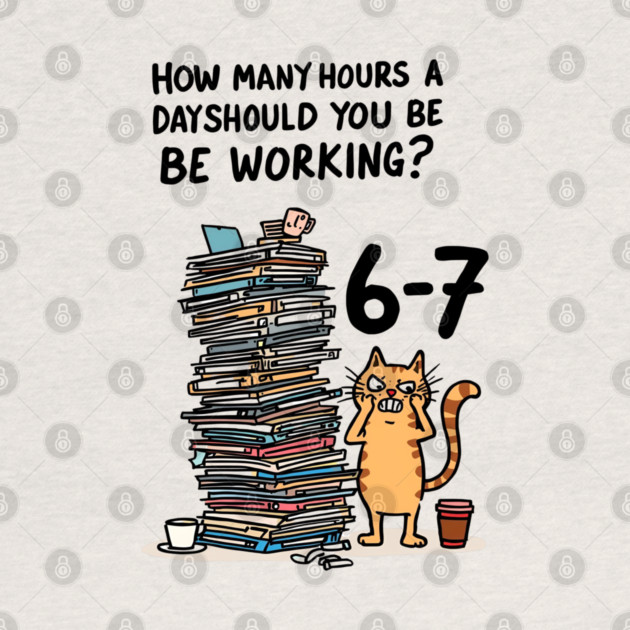 Funny Workload Cat – How Many Hours Should You Be Working? 6-7 hours !? by Ink Lines