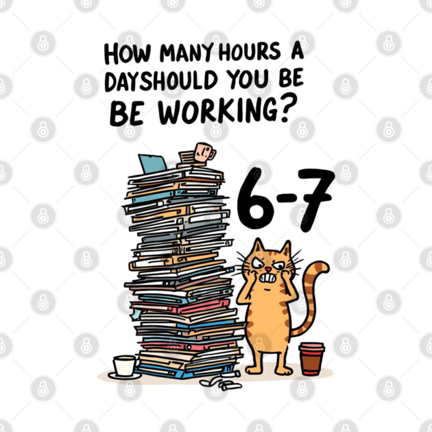 Funny Workload Cat – How Many Hours Should You Be Working? 6-7 hours !? by Ink Lines