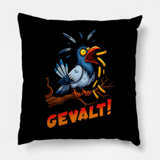 Gevalt - Funny Yiddish Pigeon Scream – Jewish Humor Cartoon Pillow
