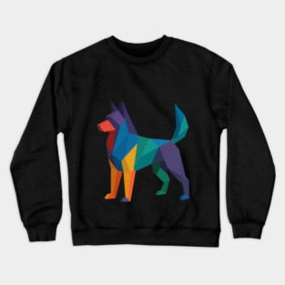 Belgian Sheepdog Colorful Geometric Dog Breed Art Collection – Modern Pet Illustrations for T-Shirts & Gifts Crewneck Sweatshirt