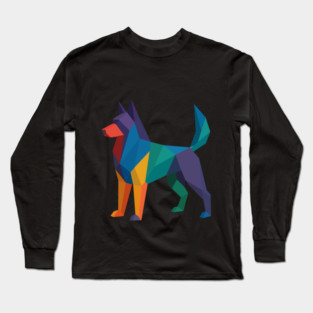 Belgian Sheepdog Colorful Geometric Dog Breed Art Collection – Modern Pet Illustrations for T-Shirts & Gifts Long Sleeve T-Shirt