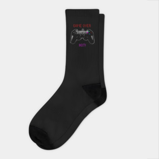 Game Over Vintage Game Controller Joystick Video Gamer 8Bit Retro Socks