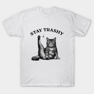 Stay Trashy - Funny Cat Yoga Vintage Tattoo Style T-Shirt
