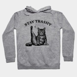 Stay Trashy - Funny Cat Yoga Vintage Tattoo Style Hoodie