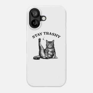 Stay Trashy - Funny Cat Yoga Vintage Tattoo Style Phone Case