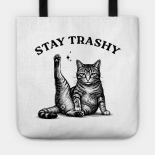 Stay Trashy - Funny Cat Yoga Vintage Tattoo Style Tote