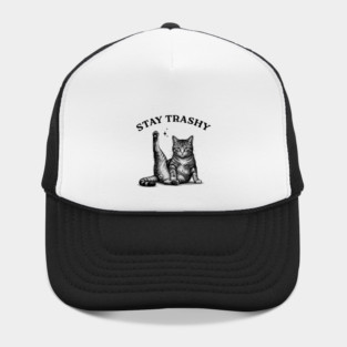 Stay Trashy - Funny Cat Yoga Vintage Tattoo Style Hat