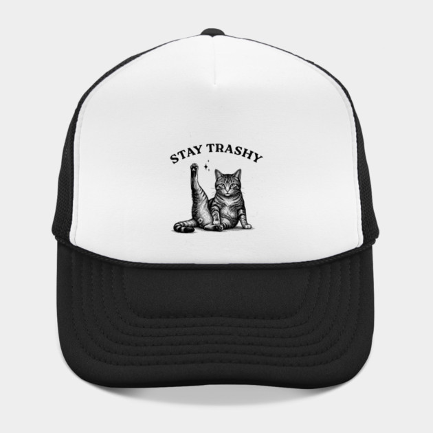 Stay Trashy - Funny Cat Yoga Vintage Tattoo Style by UrbanLifeApparel