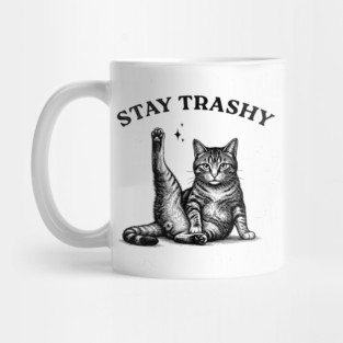 Stay Trashy - Funny Cat Yoga Vintage Tattoo Style Mug