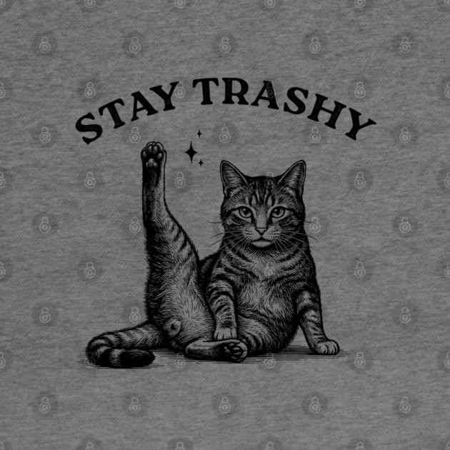 Stay Trashy - Funny Cat Yoga Vintage Tattoo Style by UrbanLifeApparel