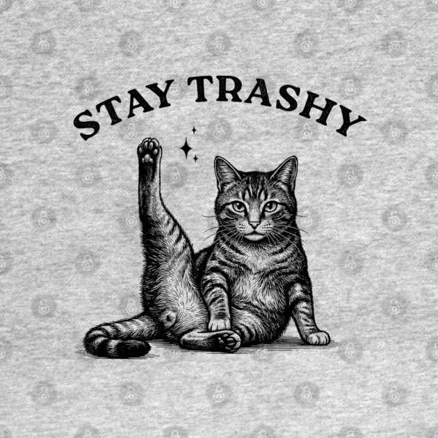 Stay Trashy - Funny Cat Yoga Vintage Tattoo Style by UrbanLifeApparel