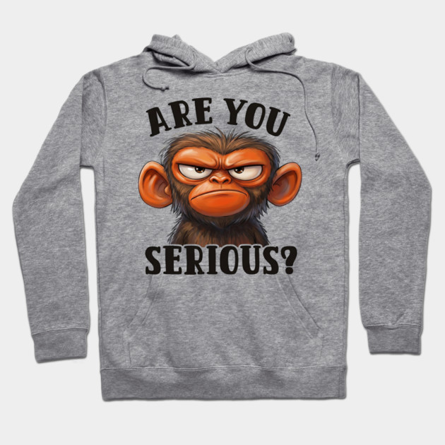 Are You Serious? - Angry Monkey Sarcastic Humor Hoodie by UrbanLifeApparel