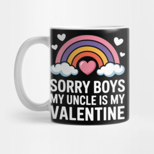 Uncle Is My Valentine Rainbow Valentines Day Girl Mug