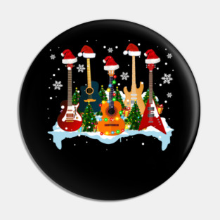 Christmas Guitar Tree Funny Guitarist Christmas Pin