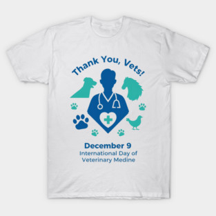 Thank Vets December 9 International Day of Veterinary Medicine Heart Cross T‑Shirt T-Shirt