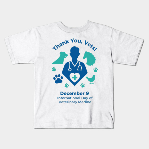Thank Vets December 9 International Day of Veterinary Medicine Heart Cross T‑Shirt Kids T-Shirt by Ink Lines