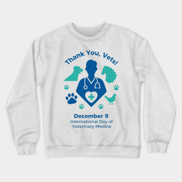 Thank Vets December 9 International Day of Veterinary Medicine Heart Cross T‑Shirt Crewneck Sweatshirt by Ink Lines