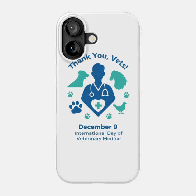 Thank Vets December 9 International Day of Veterinary Medicine Heart Cross T‑Shirt Phone Case by Ink Lines