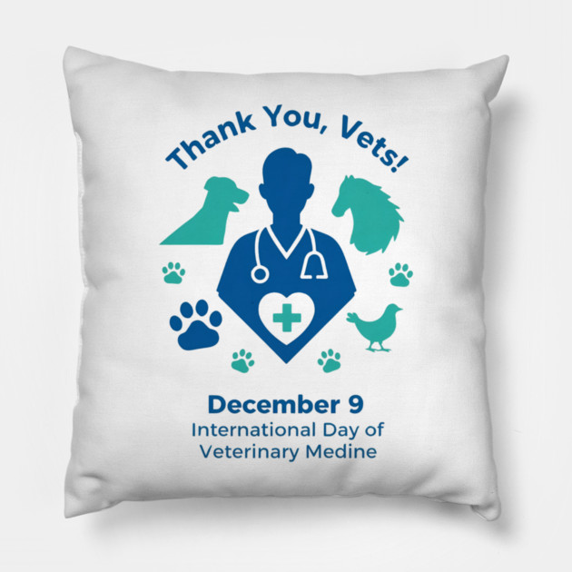 Thank Vets December 9 International Day of Veterinary Medicine Heart Cross T‑Shirt Pillow by Ink Lines