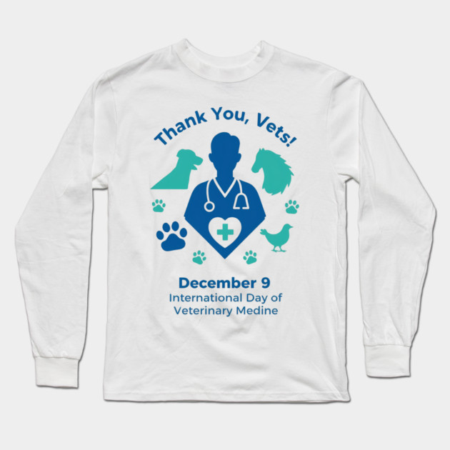 Thank Vets December 9 International Day of Veterinary Medicine Heart Cross T‑Shirt Long Sleeve T-Shirt by Ink Lines