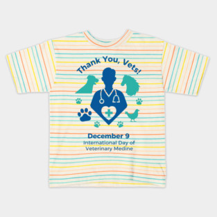 Thank Vets December 9 International Day of Veterinary Medicine Heart Cross T‑Shirt Kids T-Shirt