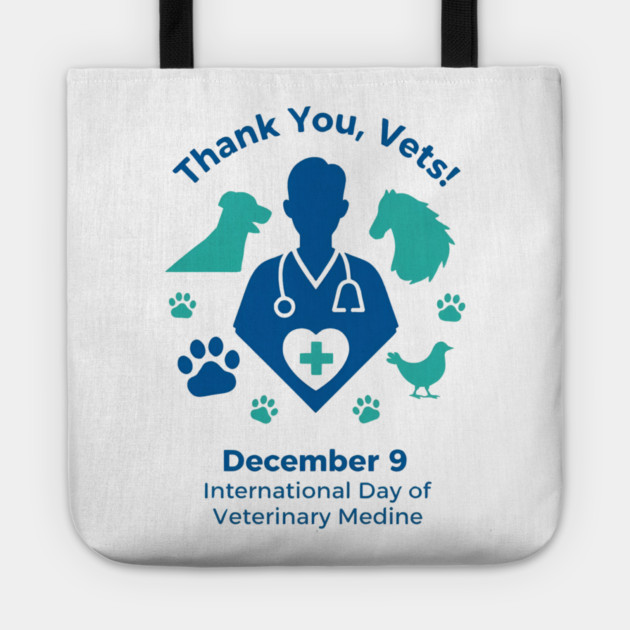 Thank Vets December 9 International Day of Veterinary Medicine Heart Cross T‑Shirt Tote by Ink Lines
