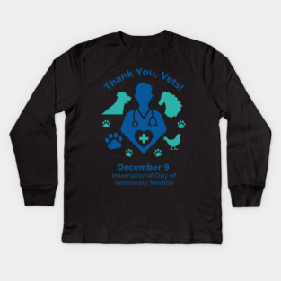 Thank Vets December 9 International Day of Veterinary Medicine Heart Cross T‑Shirt Kids Long Sleeve T-Shirt