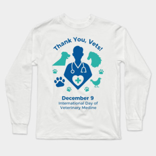 Thank Vets December 9 International Day of Veterinary Medicine Heart Cross T‑Shirt Long Sleeve T-Shirt