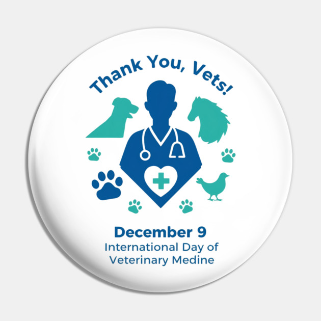 Thank Vets December 9 International Day of Veterinary Medicine Heart Cross T‑Shirt Pin by Ink Lines
