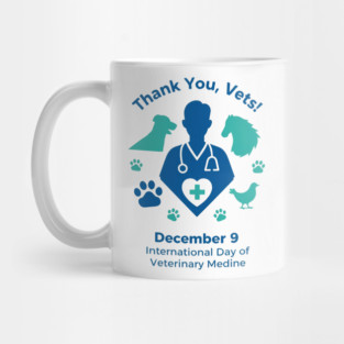Thank Vets December 9 International Day of Veterinary Medicine Heart Cross T‑Shirt Mug