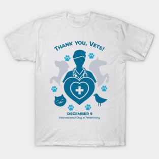 Thank Vets December 9 International Day of Veterinary Medicine Heart Cross T‑Shirt T-Shirt