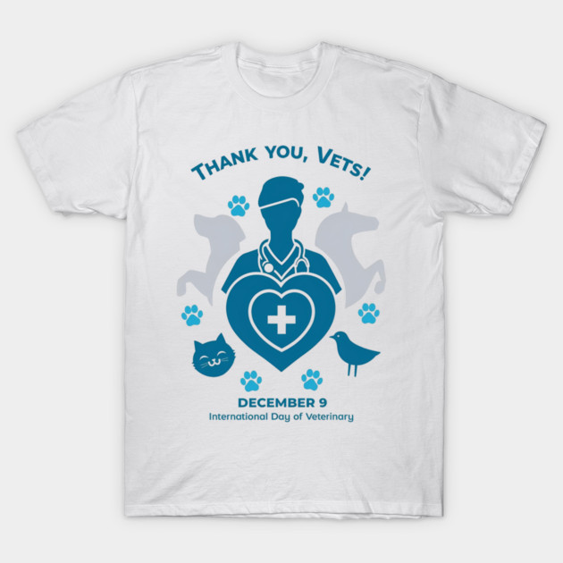 Thank Vets December 9 International Day of Veterinary Medicine Heart Cross T‑Shirt T-Shirt by Ink Lines
