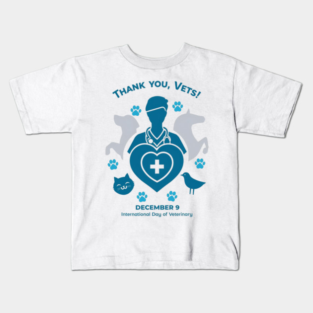 Thank Vets December 9 International Day of Veterinary Medicine Heart Cross T‑Shirt Kids T-Shirt by Ink Lines
