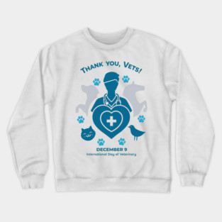 Thank Vets December 9 International Day of Veterinary Medicine Heart Cross T‑Shirt Crewneck Sweatshirt