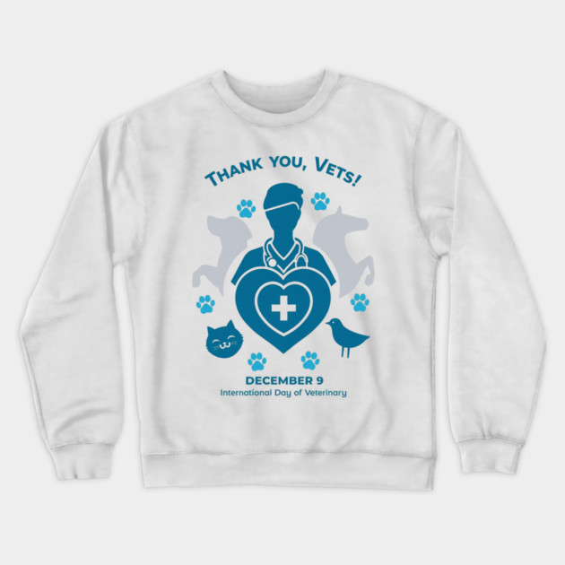 Thank Vets December 9 International Day of Veterinary Medicine Heart Cross T‑Shirt Crewneck Sweatshirt by Ink Lines