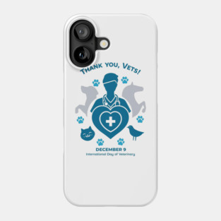 Thank Vets December 9 International Day of Veterinary Medicine Heart Cross T‑Shirt Phone Case