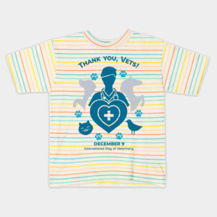 Thank Vets December 9 International Day of Veterinary Medicine Heart Cross T‑Shirt Kids T-Shirt