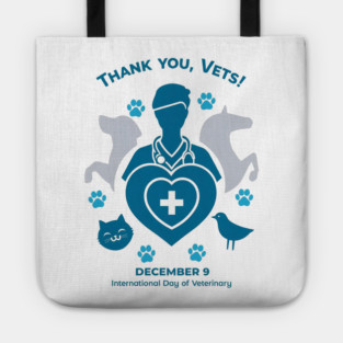 Thank Vets December 9 International Day of Veterinary Medicine Heart Cross T‑Shirt Tote