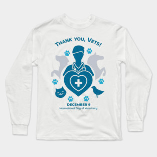 Thank Vets December 9 International Day of Veterinary Medicine Heart Cross T‑Shirt Long Sleeve T-Shirt