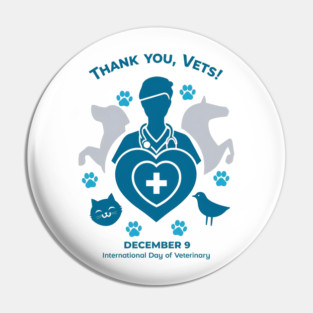 Thank Vets December 9 International Day of Veterinary Medicine Heart Cross T‑Shirt Pin