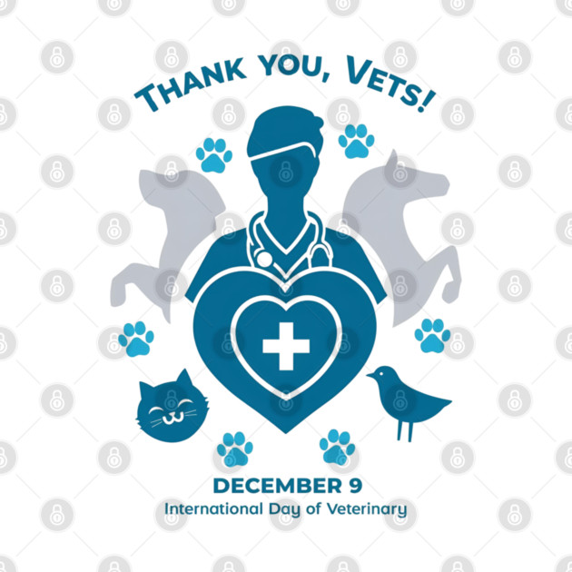 Thank Vets December 9 International Day of Veterinary Medicine Heart Cross T‑Shirt by Ink Lines