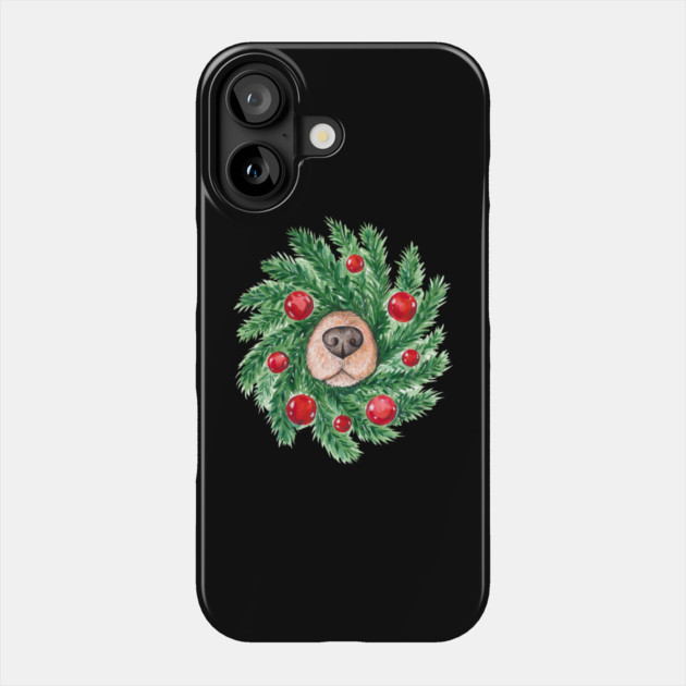 Cute Christmas Dog Nose Wreath Funny Dogs Phone Case by yangho