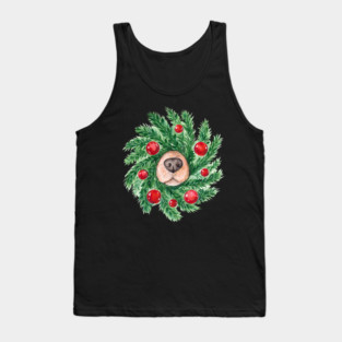 Cute Christmas Dog Nose Wreath Funny Dogs Tank Top