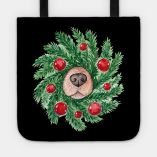 Cute Christmas Dog Nose Wreath Funny Dogs Tote