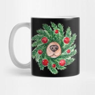 Cute Christmas Dog Nose Wreath Funny Dogs Mug